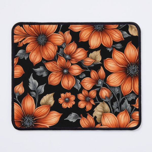 Item preview, Midnight Copper Floral Pattern on Black designed and sold by Fabricbella.