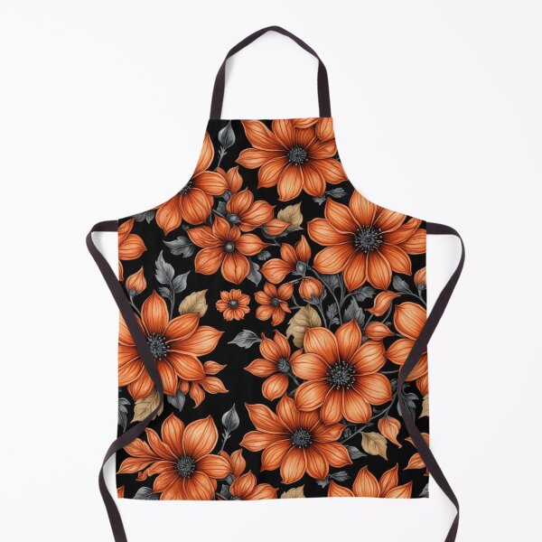 Item preview, Midnight Copper Floral Pattern on Black designed and sold by Fabricbella.