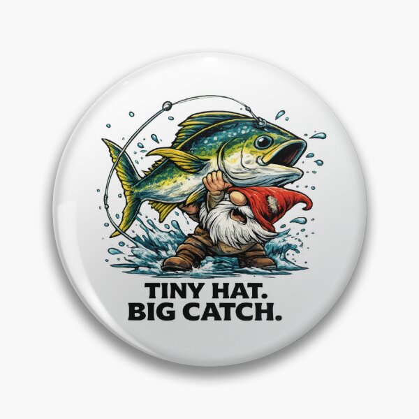 Item preview, Tiny Hat Big Catch Gnome Fishing Design designed and sold by SaltyLinesOut.