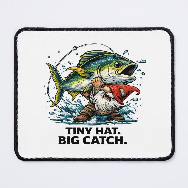 Item preview, Tiny Hat Big Catch Gnome Fishing Design designed and sold by SaltyLinesOut.