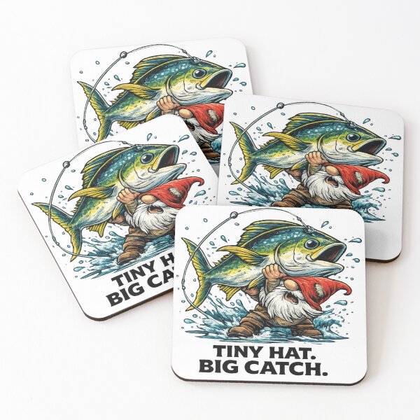Item preview, Tiny Hat Big Catch Gnome Fishing Design designed and sold by SaltyLinesOut.