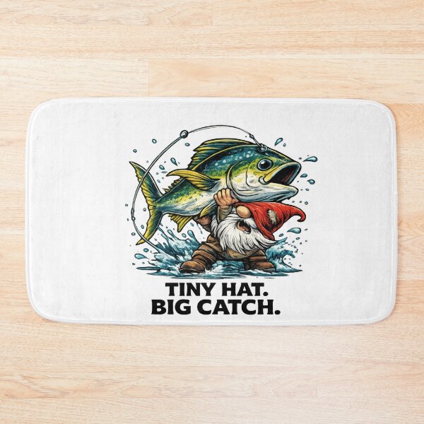 Item preview, Tiny Hat Big Catch Gnome Fishing Design designed and sold by SaltyLinesOut.
