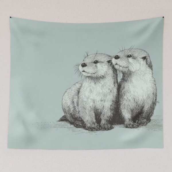 Item preview, Otters sit together in quiet moment designed and sold by anytka.