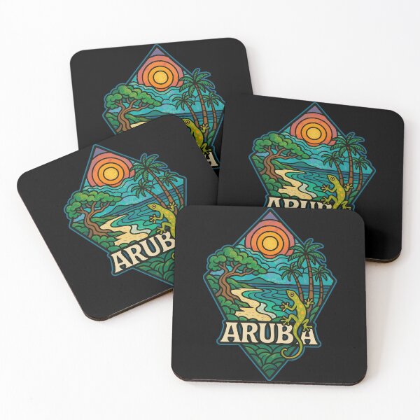 Item preview, Aruba Caribbean Island Gecko Stained Glass Travel designed and sold by TomFrontierArt.
