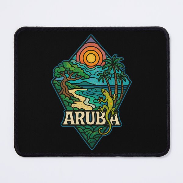 Item preview, Aruba Caribbean Island Gecko Stained Glass Travel designed and sold by TomFrontierArt.