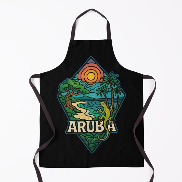 Item preview, Aruba Caribbean Island Gecko Stained Glass Travel designed and sold by TomFrontierArt.