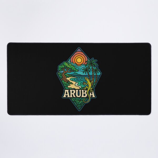 Item preview, Aruba Caribbean Island Gecko Stained Glass Travel designed and sold by TomFrontierArt.