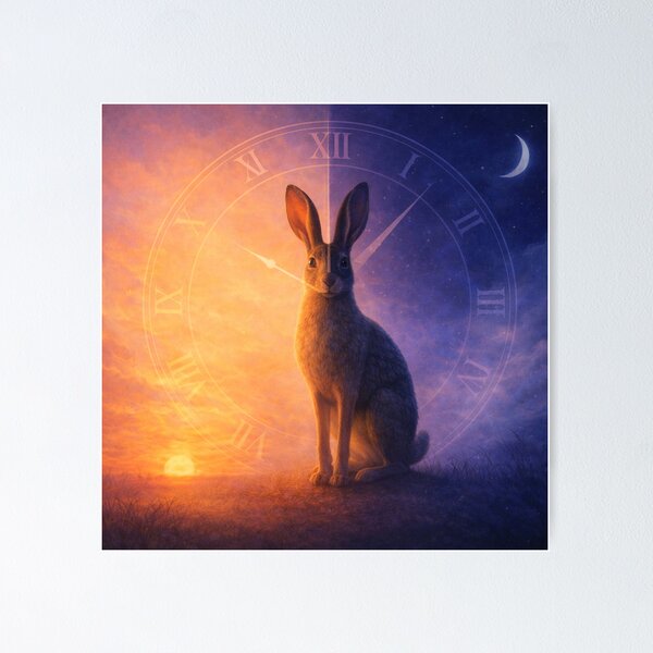 Item preview, Brown Hare – Stillpoint of Time | Liminal Twilight Wildlife Art designed and sold by GeoWild Designs.