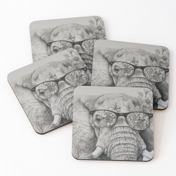 Item preview, Elephant with glasses and flowers designed and sold by anytka.