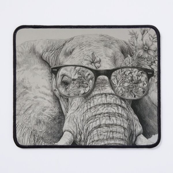 Item preview, Elephant with glasses and flowers designed and sold by anytka.