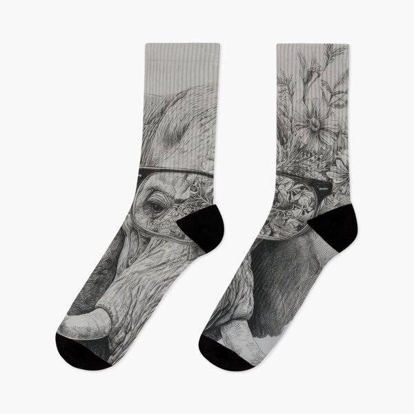 Item preview, Elephant with glasses and flowers designed and sold by anytka.