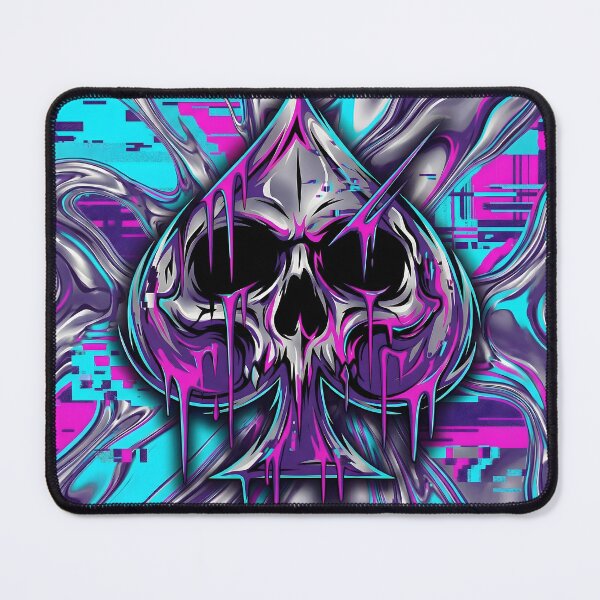 Item preview, Ace of Spades Cyberpunk Neon Glitch Skull 2026 designed and sold by MarCinu Art.