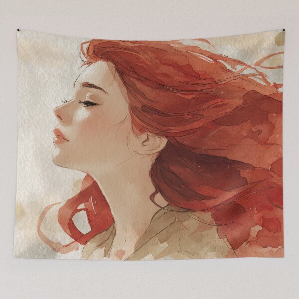 Item preview, Woman with flowing red hair in art designed and sold by anytka.