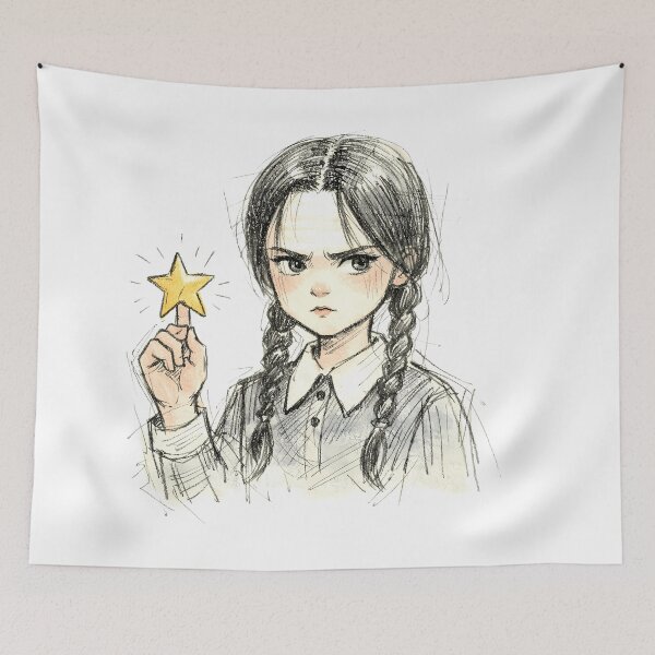 Item preview, GOTH GIRL WITH GOLD STAR designed and sold by LIS AND MELIVERSO.