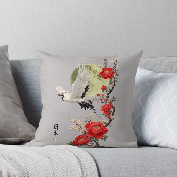 Item preview, Cranes Japanese flowers art. designed and sold by Natart1004.