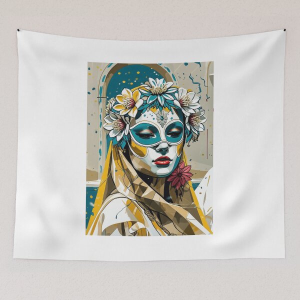 Item preview, Venetian Masquerade Woman Floral Art Print designed and sold by lapinu.