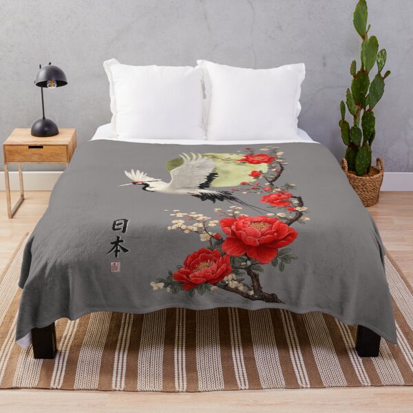 Item preview, Cranes Japanese flowers art. designed and sold by Natart1004.