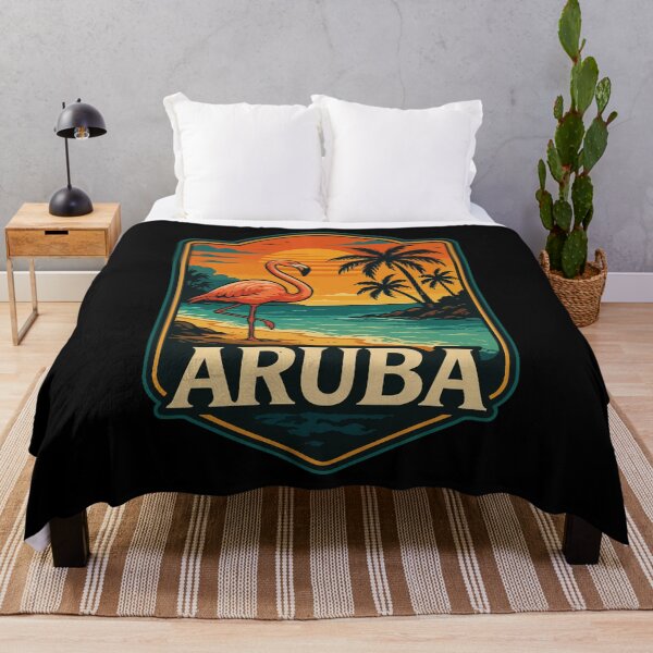Item preview, Aruba Island Flamingo Retro Travel designed and sold by TomFrontierArt.