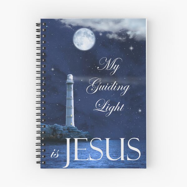 Item preview, JESUS- My Guiding Light - Christian Themed lighthouse at night with text designed and sold by ABG Inspirational Art.