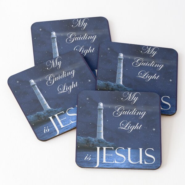 Item preview, JESUS- My Guiding Light - Christian Themed lighthouse at night with text designed and sold by ABG Inspirational Art.