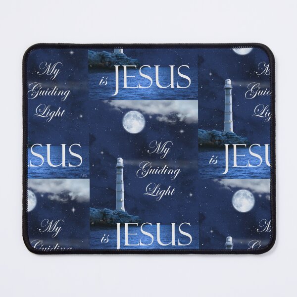 Item preview, JESUS- My Guiding Light - Christian Themed lighthouse at night with text designed and sold by ABG Inspirational Art.