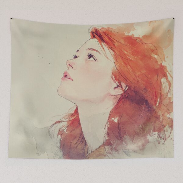 Item preview, Woman with red hair looking up designed and sold by anytka.