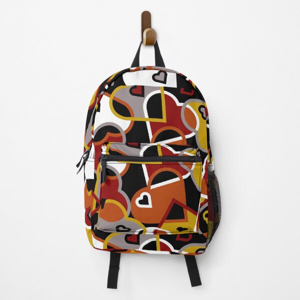 Item preview, Modern Multi-colored Hearts Pattern- Red Orange Gold on Black Background designed and sold by ABG Inspirational Art.