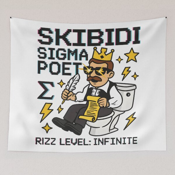 Item preview, Skibidi Sigma Poet Rizz Level Infinite Funny Meme Shirt designed and sold by AnnDesignStudio.
