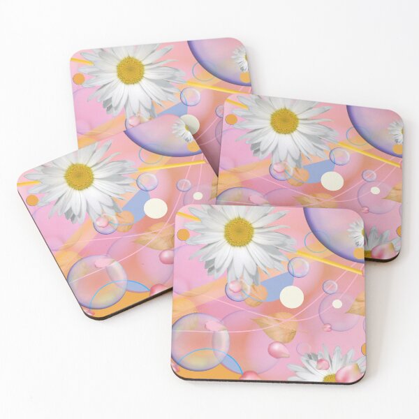 Item preview, Fun Bright Abstract Pattern- Daisies and Flowers in Pink Yellow Purple Blue designed and sold by ABG Inspirational Art.