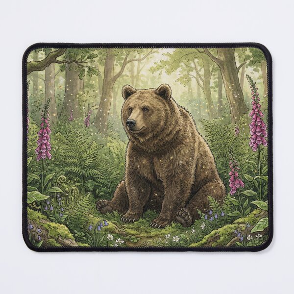 Item preview, Forestcore Brown Bear in the Whispering Woods - British Folklore Art designed and sold by Englandbear.