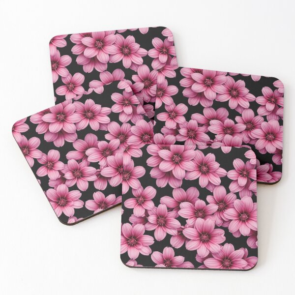 Item preview, Midnight Magenta Floral Pattern on Black designed and sold by Fabricbella.