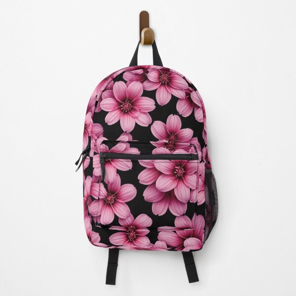 Item preview, Midnight Magenta Floral Pattern on Black designed and sold by Fabricbella.