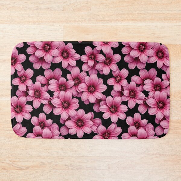 Item preview, Midnight Magenta Floral Pattern on Black designed and sold by Fabricbella.
