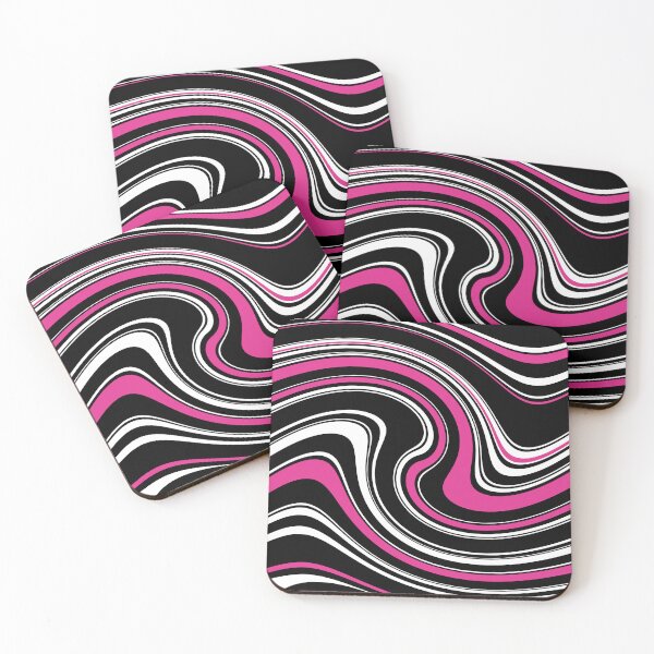Item preview, 60's 70's 80's Retro Liquid Stripe in Black, White and Hot Pink designed and sold by MellowCat.