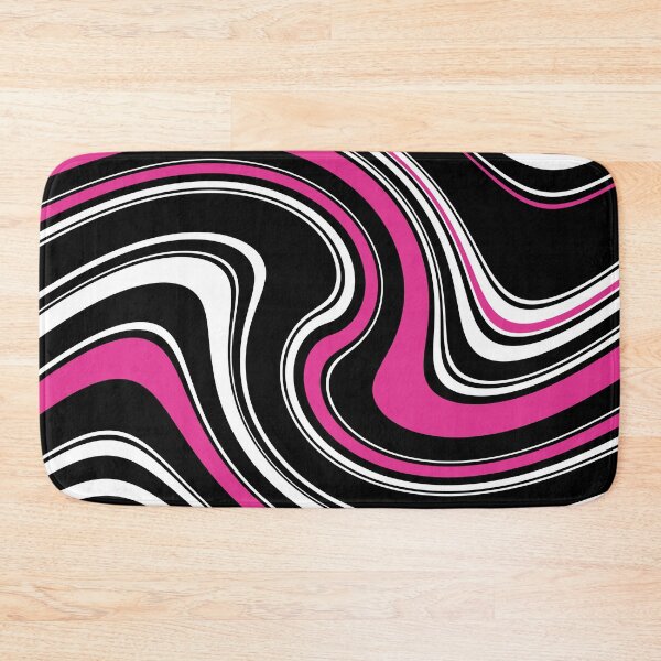 Item preview, 60's 70's 80's Retro Liquid Stripe in Black, White and Hot Pink designed and sold by MellowCat.