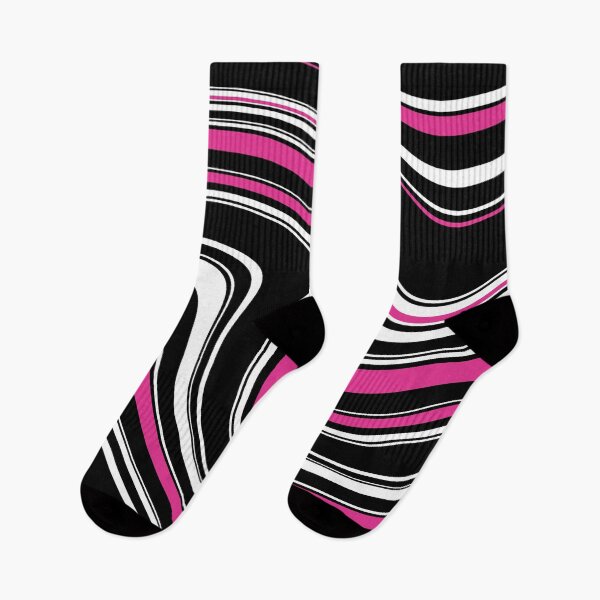Item preview, 60's 70's 80's Retro Liquid Stripe in Black, White and Hot Pink designed and sold by MellowCat.