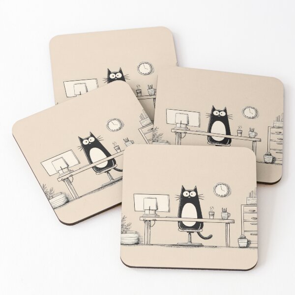 Item preview, A cat is at a desk with a computer designed and sold by anytka.