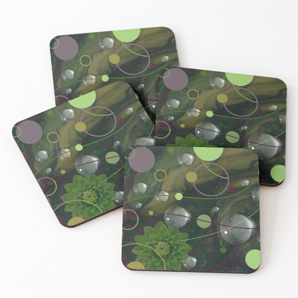 Item preview, Nature Design- Abstract in Green with Flowers Water and Multi-colored Dots designed and sold by ABG Inspirational Art.
