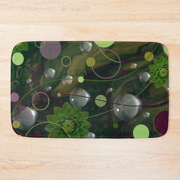 Item preview, Nature Design- Abstract in Green with Flowers Water and Multi-colored Dots designed and sold by ABG Inspirational Art.