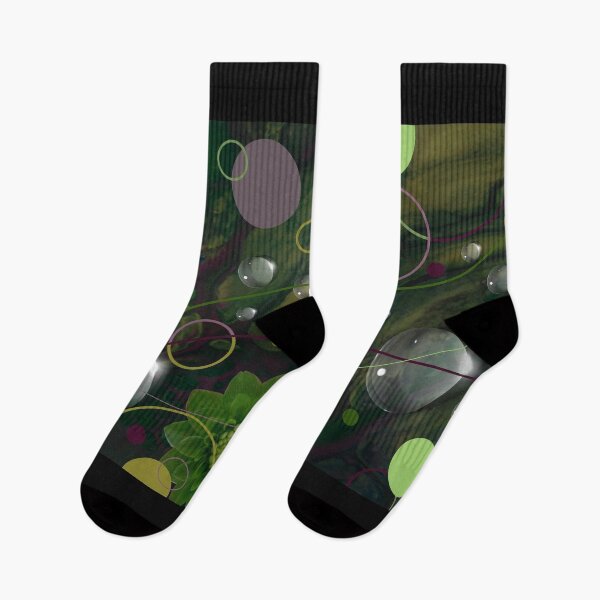 Item preview, Nature Design- Abstract in Green with Flowers Water and Multi-colored Dots designed and sold by ABG Inspirational Art.