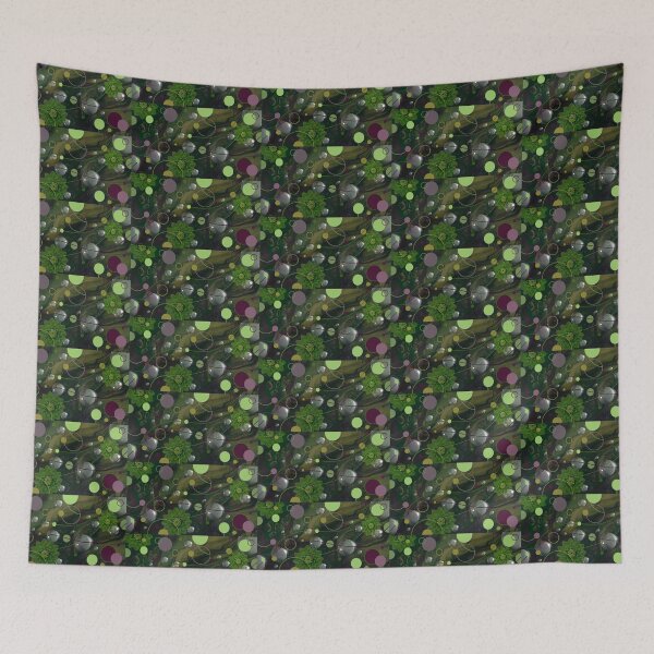 Item preview, Nature Design- Abstract in Green with Flowers Water and Multi-colored Dots designed and sold by ABG Inspirational Art.