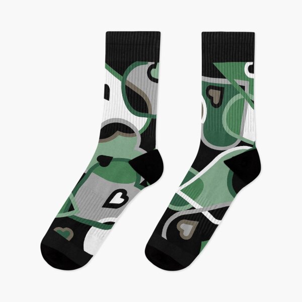 Item preview, Modern Multi-colored Hearts Pattern- Greens and Grey on Black Background designed and sold by ABG Inspirational Art.
