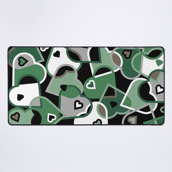 Item preview, Modern Multi-colored Hearts Pattern- Greens and Grey on Black Background designed and sold by ABG Inspirational Art.