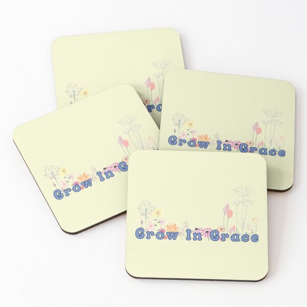 Item preview, Grow In Grace Spring Summer Flowers Blue Text Stickers Prints Posters Wall Art Magnet Home Coffee Cup Decoration TShirt Stationary Notebook Magnet Hat Kitchen Work School Office Redbubble Shop designed and sold by Saritas Boutique Shop.
