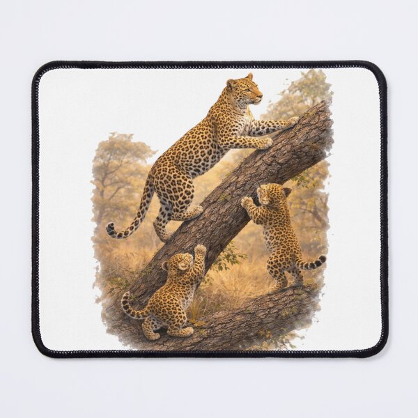 Item preview, A leopard with cubs climbs a tree. designed and sold by XenialitySIA.