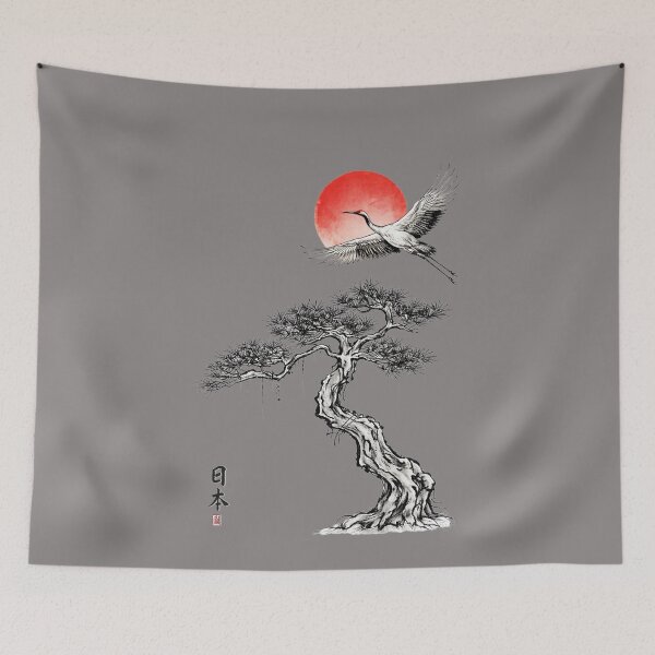 Item preview, Cranes Japanese trees art. designed and sold by Natart1004.