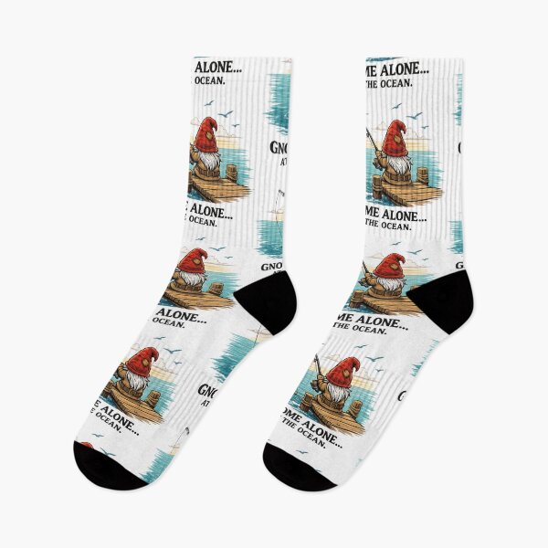 Item preview, Gnome Alone at the Ocean – Peaceful Fishing Garden Gnome Design designed and sold by SaltyLinesOut.