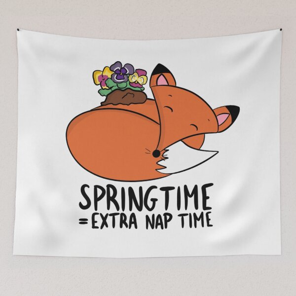 Item preview, Springtime Equals Extra Nap Time Lazy Fox with Flowers designed and sold by DesignFreakArt.