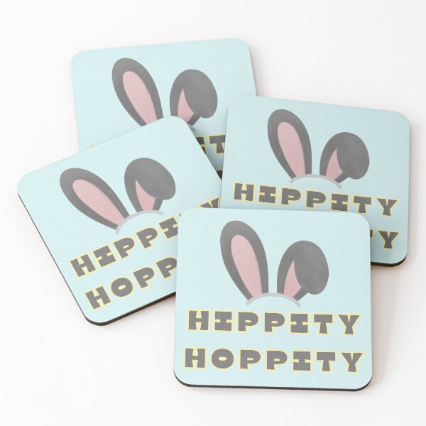Item preview, Hippity Hoppity Easter Bunny Grey Text Yellow Spring Stickers Prints Posters Wall Art Magnet Home Coffee Cup Decoration TShirt Stationary Notebook Magnet Hat Kitchen Work School Office Redbubble Shop designed and sold by Saritas Boutique Shop.