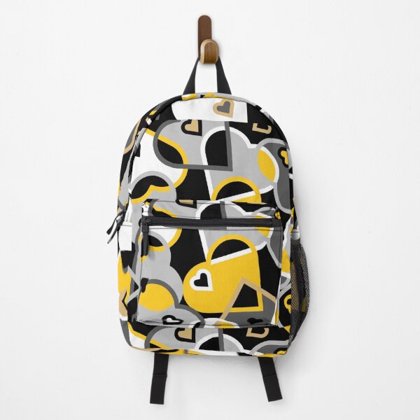 Item preview, Modern Multi-colored Hearts Pattern- Yellow Tan Grey on Black Background designed and sold by ABG Inspirational Art.